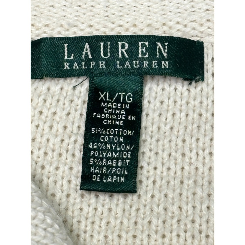 Lauren Ralph Lauren Cream Knit‎ Toggle Cardigan Women Sweater XL TG - Picture 3 of 7